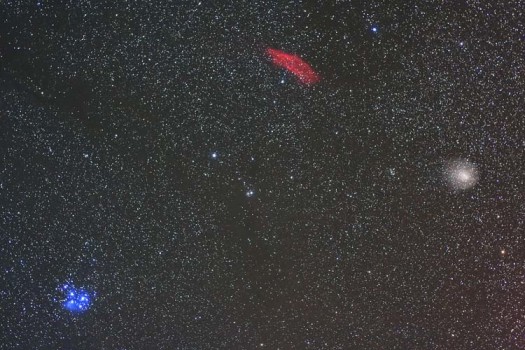 The Pleiades, California Nebula, and Comet Holmes