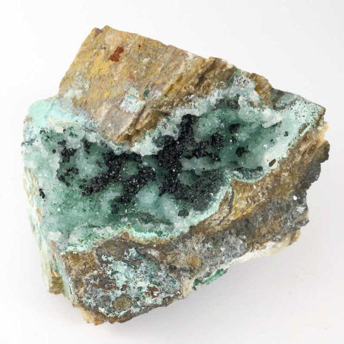 Gem Silica (Druzy Quartz on Chrysacolla) with Atacamite and Moonstone