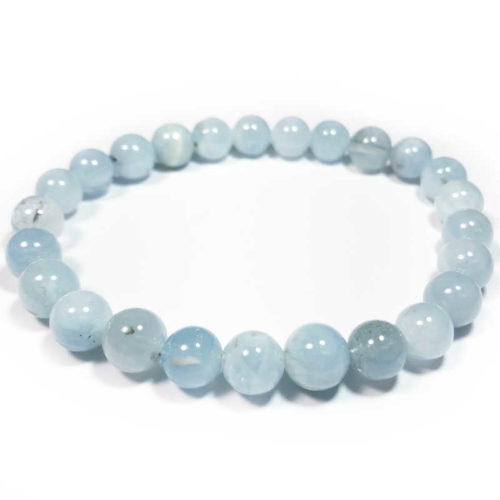 Aquamarine Bead Bracelet 7mm