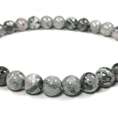 Agate (Grey Crazy Lace) Bead Bracelet 6mm